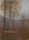 Lonely Man in Birch Grove Art Print