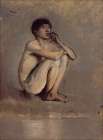 Study of a Seated Nude of a Young Man Art Print