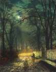 A Moonlit Lane 1874 Art Print