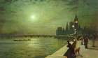 Reflections on the Thames, Westminster 1880 Art Print