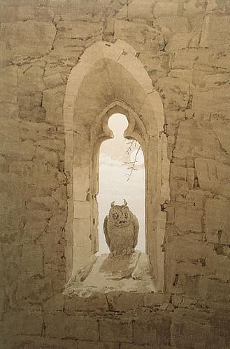 Owl in a Gothic Window ca 1836 Art Print
