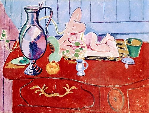 Still Life with a Pewter Jug and Pink Statuette 1910 Art Print