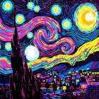 Starry Night Pop Art I Art Print