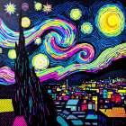 Starry Night Pop Art V Art Print