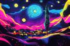 Starry Night Pop Art XIII Art Print