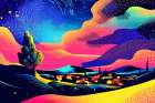 Starry Night Pop Art XV Art Print