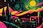 Starry Night Pop Art XVI Abstract Art Print
