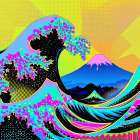 The Great Wave Pop Art IV Art Print