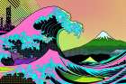 The Great Wave Pop Art VI Art Print