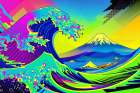 The Great Wave Pop Art VII Art Print