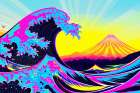 The Great Wave Pop Art IX Art Print