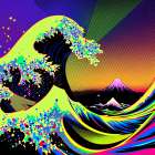 The Great Wave Pop Art X Art Print