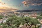 Italy, Rome a panoramic view of the Roman Forum and the Colosseum Art Print