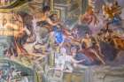 Italy, Rome detail of the ceiling fresco, Allegory of the Jesuits Missionary Work Art Deco Print
