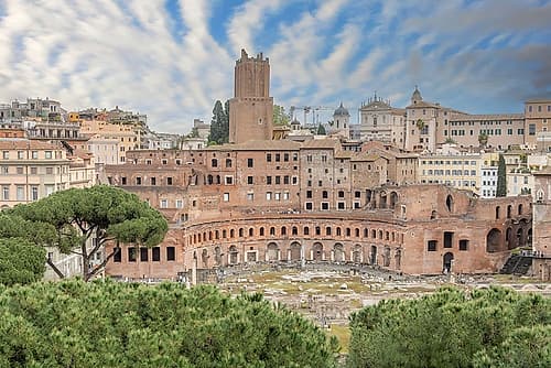 Italy, Rome the ancient Roman ruins of the Markets of Trajan Art Print