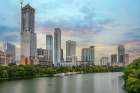 Texas, Austin Skyline across Lady Bird Lake Art Print