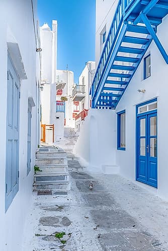 Whitewashed Alleyway of Mykonos I Art Print