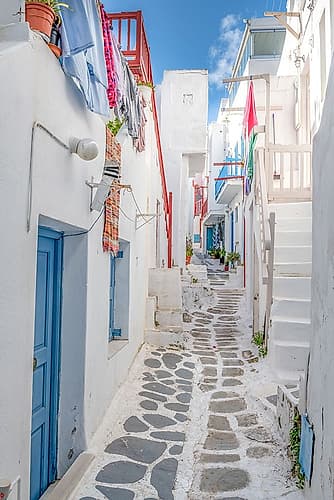 Whitewashed Alleyway of Mykonos II Art Print by Richard Silver