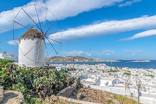 Mykonos Windmill Overlooking the Aegean Art Print