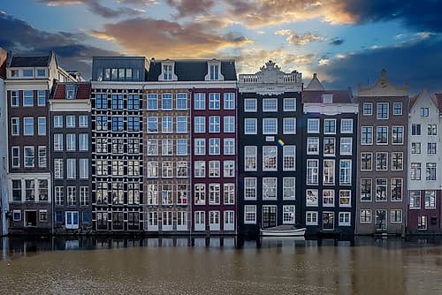 Amsterdam Canal Houses at Dusk I Art Print by Richard Silver