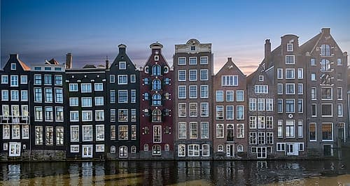 Amsterdam Canal Houses at Dusk II Art Print by Richard Silver