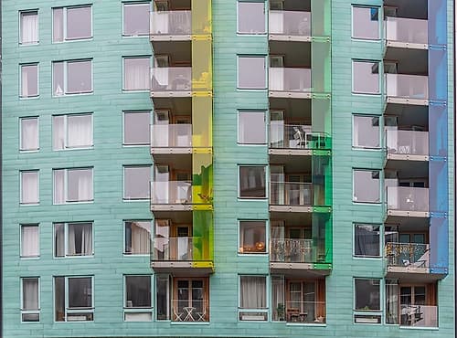 Oslo Modern Green Apartment Facade Art Print by Richard Silver