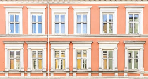 Oslo Peach Facade Symmetry Art Print by Richard Silver