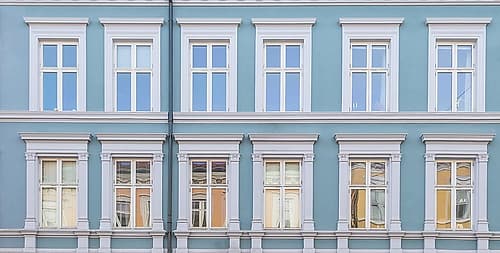 Oslo Blue Facade Symmetry Art Print