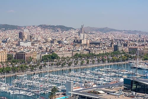 Barcelona Skyline and Marina Art Print