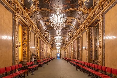 Stockholm Royal Palace Chandelier Hall Art Print by Richard Silver