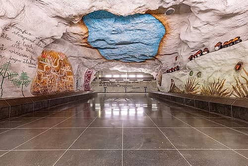 Stockholm Metro Cave Mural Art Print by Richard Silver