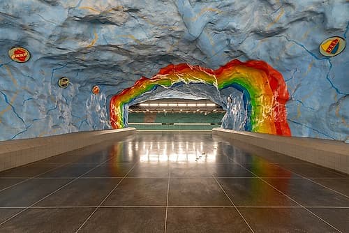 Stadion Metro Station Rainbow Surreal Print