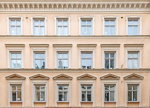 Stockholm Peach Facade Symmetry Art Print