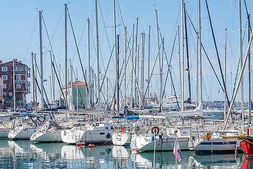 Marina with Sailboats III Art Print