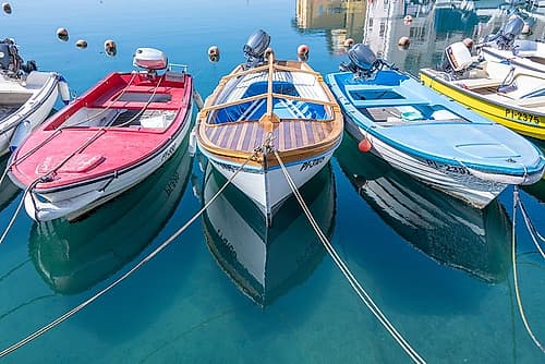 Colorful Mediterranean Fishing Boats Art Print