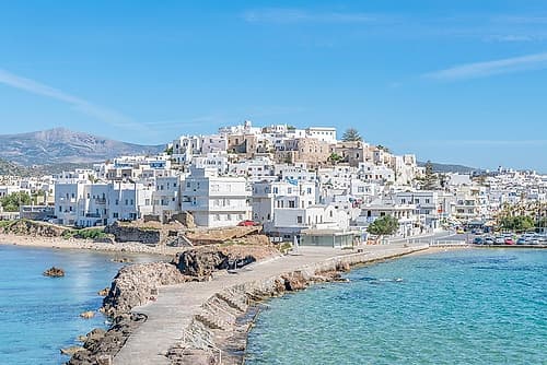 Naxos Hilltop Town and Causeway Art Print
