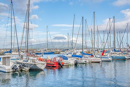 Harbor with Snowcapped Peak II Art Print