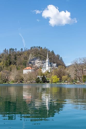 Lake Bled Hillside Church Art Print