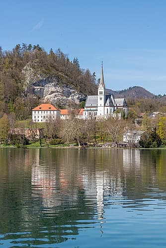 Lake Bled Shoreline Church Art Print