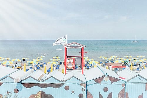 Italian Riviera Beach Cabanas Plage reproduction