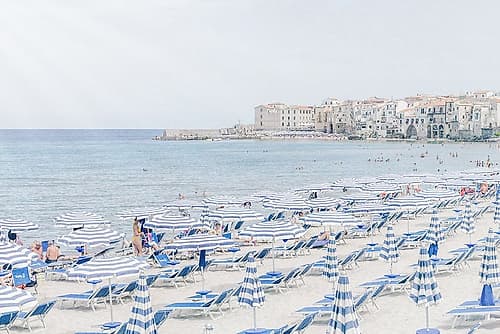 Italian Coastal Beach Umbrellas Art Print