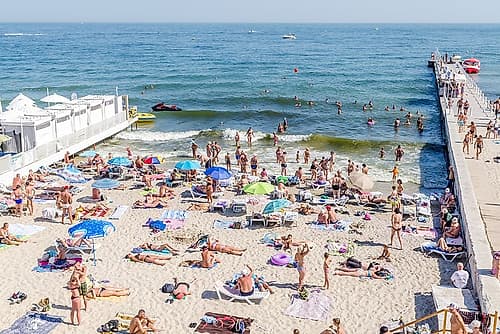 Seaside Pier Beach Crowd Plage reproduction