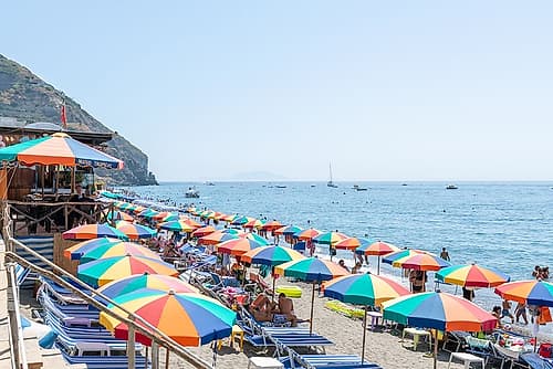 Amalfi Coast Colorful Umbrellas Art Print