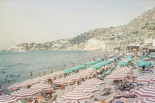 Amalfi Coast Hillside Town Beach Art Print