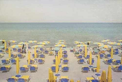 Vintage Style Beach Umbrella Grid Art Print