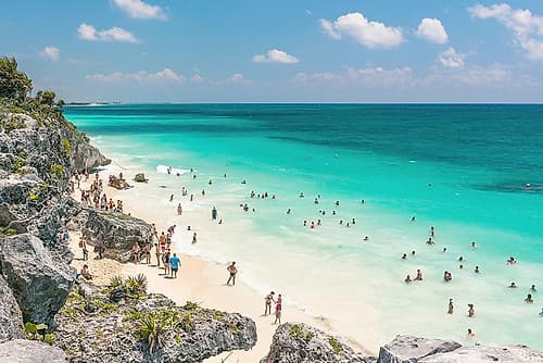 Tulum Mexico Cliffside Beach Art Print