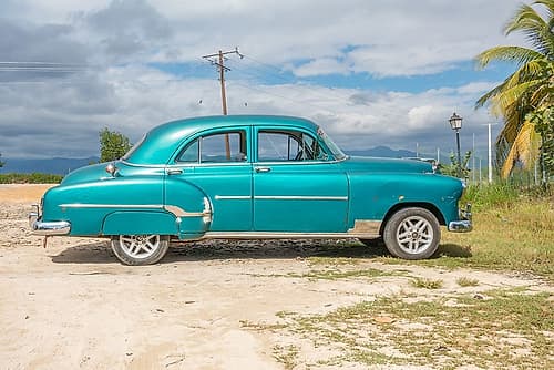 Teal Vintage Car Cuba Art Print