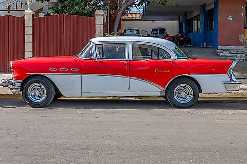 Red and White Classic Buick Cuba Art Print