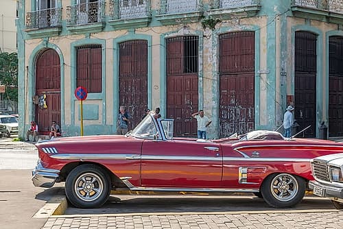 Red Convertible Havana Street Art Print