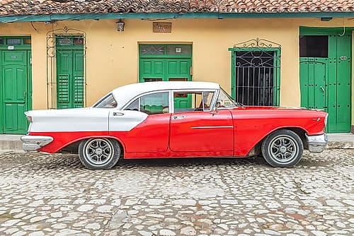 Red Vintage Car Trinidad Cuba I Art Print